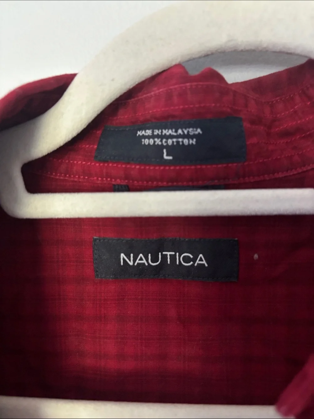 Nautica Men's Red Plaid Button-Down Shirt